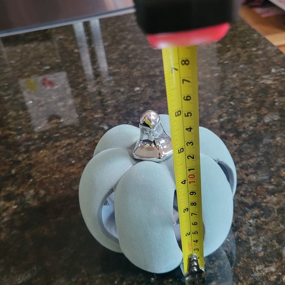 Harvest Lighted Velvet Pumpkin  Light Blue with Silver Shiny Stem  NEW - Picture 8 of 9